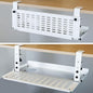 AEONS Universal Under Desk Cable Management Tray-Clamp Mount Hinged Swing Modesty Panel Organizer for Office Desks Easy Access Flip-Down position Power Strip Cord Storage No-Drill 25 lb Capacity White