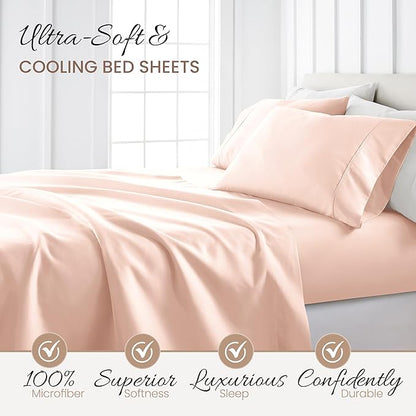 Linen Market Bed Sheets for Twin Size Bed (Blush) - Sleep Better Than Ever with These Soft and Cooling Twin Sheets - Deep Pocket Fits 16" Thick Beds - 3 Piece Twin Sheet Set