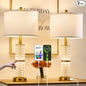 Crystal Table Lamps Modern 3-Way Dimmable Bedside Lamp with 2 USB Ports & AC Outlets for Living Room Bedroom Nightstand Lamp Night Light