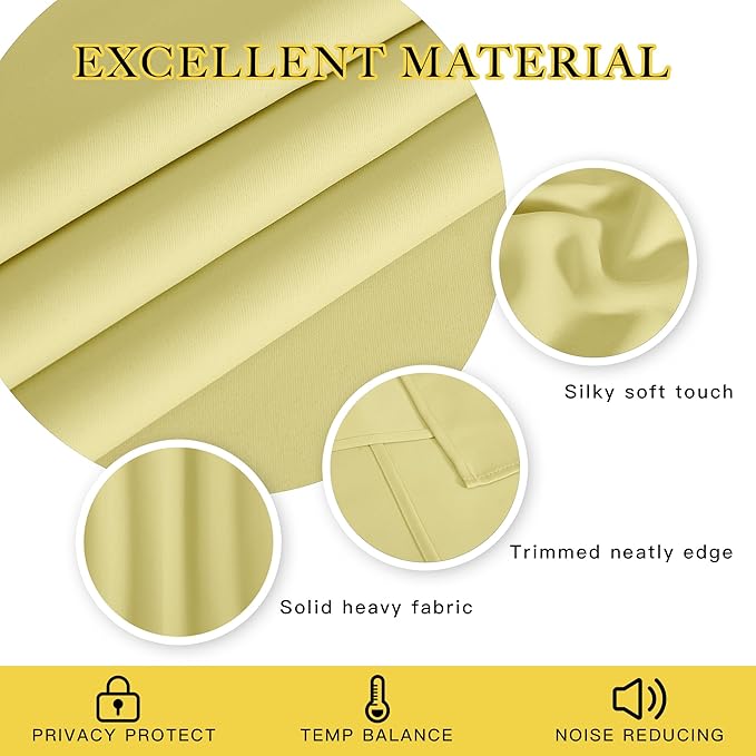 NICETOWN Room Darkening Curtain for Living Room - Energy Saving Thermal Insulated Grommet Room Darkening Curtain/Drape for Bedroom (1 Panel, 46 by 72, Paler Yellow)