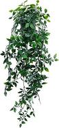 Artificial Hanging Plants for Shelf, Fake Potted Greenery 1-Pack Faux Mandala Vines in Black Pot, Décor for Office Living Room Bathroom Indoor Outdoor