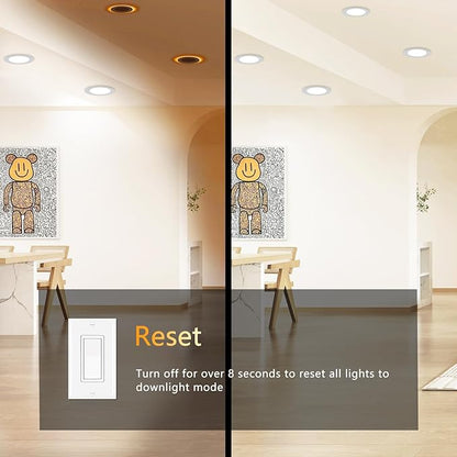CycevSun 24 Pack 6 Inch LED Recessed Lighting with Night Light - Canless Ultra Thin Wafer Downlight Soffit Pot, Dimmable & 5 Color Temperature Selectable, 12W, ETL & Energy Star