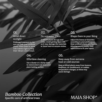 Maia Shop 3ft 5in Artificial Bamboo Tree Plant for House, Apartment or Office – Realistic Fake Indoor Plants for Living Room, Bedroom, Bathroom, Entryway or Patio – Faux Greenery for Home Décor