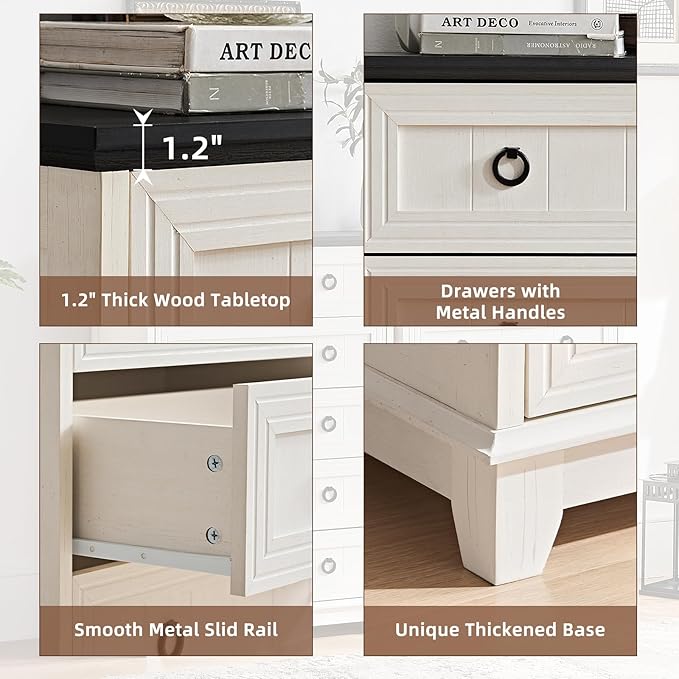 Farmhouse 5 Drawer Dresser for Bedroom, 42" Tall Small Dressers & Chest of Drawers, Rustic Wood Dresser with Metal Handle, Storage Organizer Closet for Living Room, Hallway, Entryway