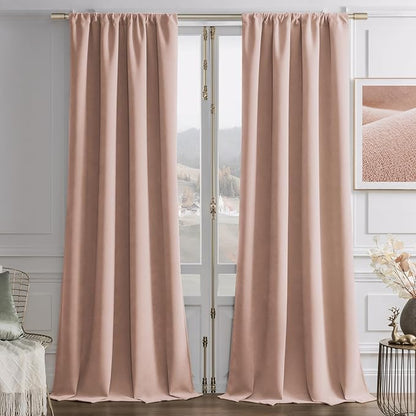 Joydeco Candy Pink Velvet Curtains 90 Inches 2 Panels, Luxury Thermal Insulated Soft Pink Curtains for Bedroom & Living Room, Room Darkening Velvet Drapes, Rod Pocket (52W x 90L)