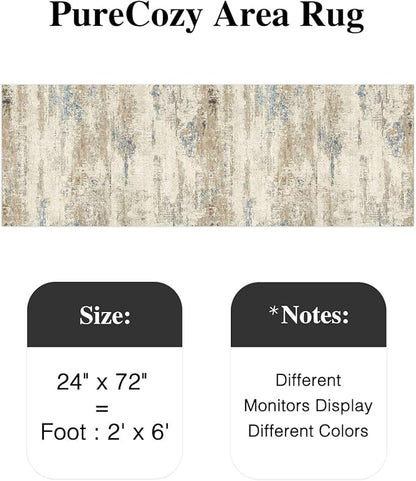 2x6 Runner Rug Hallway Kitchen Washable Abstract Neutral Modern Small Long Beige Brown Carpet Bedroom Bedside Non Slip Low Pile Soft Thin Indoor Throw Rug Entryway Bathroom Door Mat