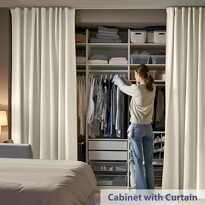 Room Divider Ceiling Mounted Curtains Track Sets Extra Wide Blackout Curtain Flexible Tracks for Bedroom Privacy Partition Separator, 1 Panel Beige Drape and White Rail, W12.5 x H10ft