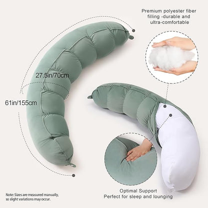 Peallow(Pat. Pend) – Long Round Body Pillow for Adults, Bolster Pillow for Sleeping, Soft and Supportive Pillow for Sleeping & Lumbar Support