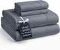 Casa Platino 4Piece Charcoal Microfiber King Sheet Set, Pre-Washed Ultra Soft, Breathable, Deep Pockets - Bed Linen Set