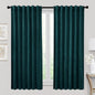 RYB HOME Peacock Blue Velvet Curtains & Drapes, 72 inches Noise Reducing Thermal Insulated Short Curtains for Office, W 52 x L 72, 2 Panels Set