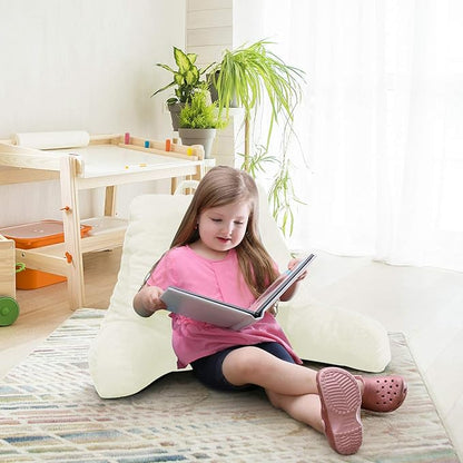 Nestl Reading Pillow for Kids & Teens with Shredded Memory Foam, Backrest Pillows for Reading, Watching, and Gaming, Use on The Couch, Bed, or Floor, Adjustable Support with Washable Cover Off White