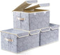 PRANDOM Large Foldable Storage Bins with Lids Fabric Decorative Storage Box Cubes Organizer Containers Baskets with Cover Handles Removable Divider for Home Bedroom Closet 17.3x11.8x9.8 Inch 3 Pack