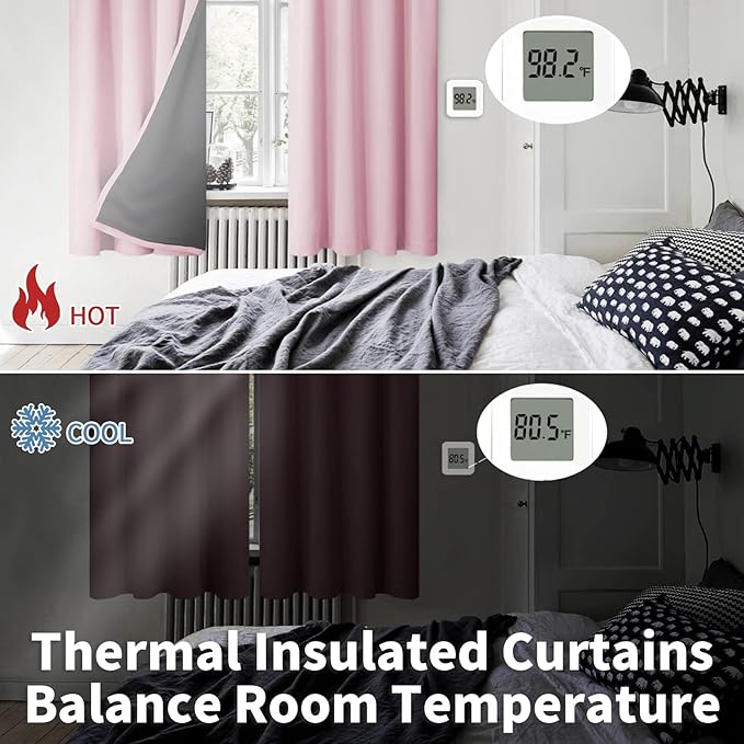 BGment Pink Blackout Curtains for Girls Room 2 Panels Set, Kids Curtains for Baby Nursery Bedroom 84 Inch Length Thermal Insulated Soundproof Full Room Darkening Toddler Room, Each Panel 42 Inch Wide