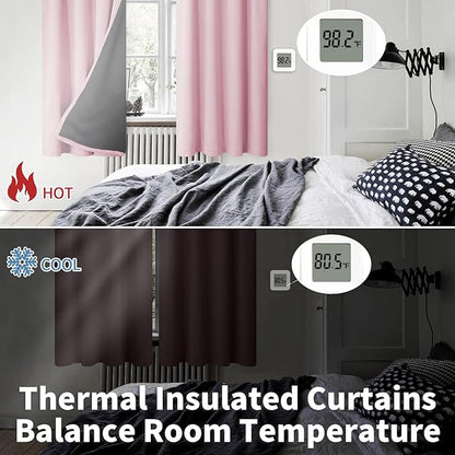 BGment Pink Blackout Curtains for Girls Room 2 Panels Set, Kids Curtains for Baby Nursery Bedroom 84 Inch Length Thermal Insulated Soundproof Full Room Darkening Toddler Room, Each Panel 42 Inch Wide