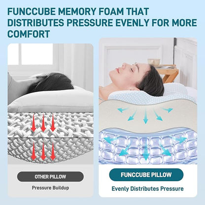 Cervical Neck Pillow for Sleeping, Butterfly Memory Foam Pillow for Neck Pain Relief, Cooling BASF Foam for Side Back & Stomach Sleepers, CertiPUR-US & Oeko-TEX Certified, Standard Size