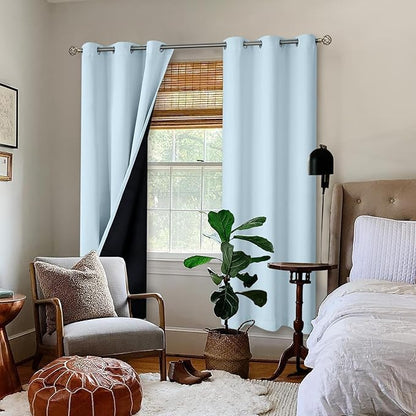 BGment Baby Blue 100% Blackout Curtains for Nursery Bedroom 72 Inch Length 2 Panels, Thermal Insulated Full Light Blocking Grommet Noise Cancelling Window Curtains for Kids Room, 42 Inch Wide Each