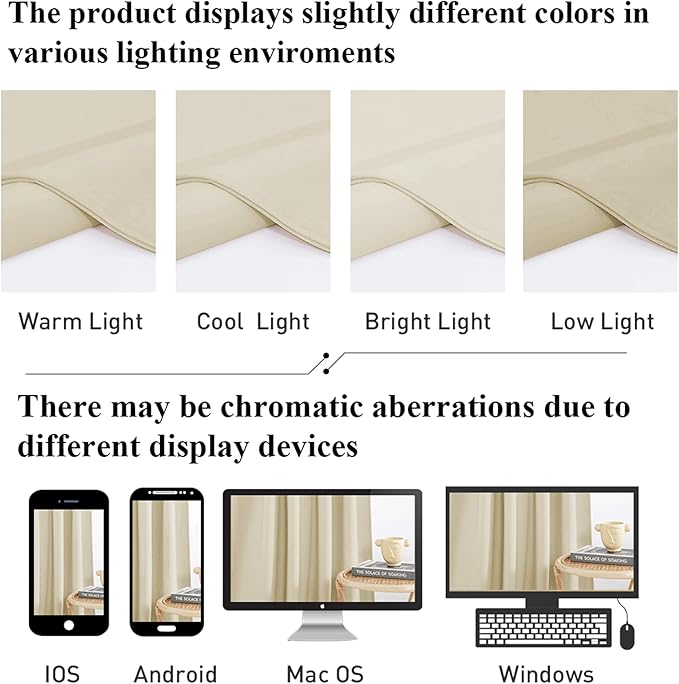 StangH 102 inches Beige Velvet Curtains Luxury Rod Pocket Decor for Living Room, Thermal Insulated Window Drapes Soundproof Light Dampening for Bedroom/Hallway, W52 x L102, 2 Panels