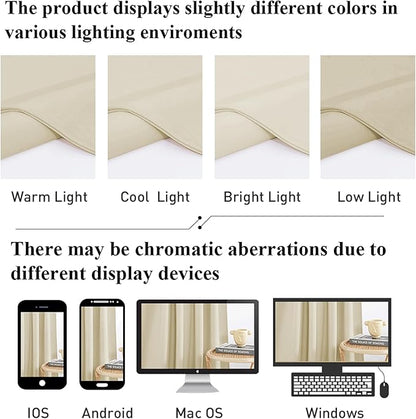 StangH Soft Beige Bedroom Velvet Curtains Farmhouse Home Decor Light Blocking Privacy Curtains/Drapes Thermal Insulated Soundproof for Living Room/Home Office, W52 x L72, 2 Panels
