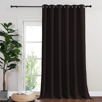 NICETOWN Blackout Sliding Glass Door Curtains, Room Darkening Thermal Insulated Curtains for Living Room Bedroom, Extra Wide Window Drapes, 1 Panel, W80 x L118, Toffee Brown