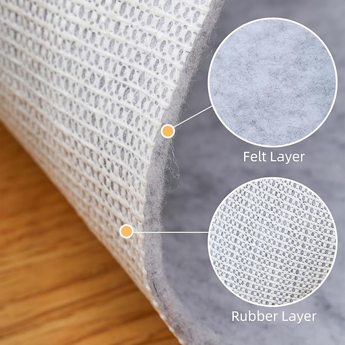 Non Slip Rug Pad, Natural Rubber Backing Rug Pads 1/4” Thick, Felt Rug Gripper Pad, Non Slip Under Carpet Mat, Under Rug Cushion for Hardwood Floors, Carpet Runners (2x10FT)