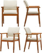 thksbought Set of 4 Walnut Dining Chairs, Wood Arm and Legs Chairs,Beige Color Living Room Chairs for Decor Furniture