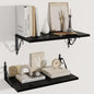 Dreamland Deep Floating Shelves, 24" W x 12" D Wall Shelves Set of 2, Wide Display Shelf Wall Mounted with Brackets, Bookshelf for Living Room, Bathroom, Bedroom, Black