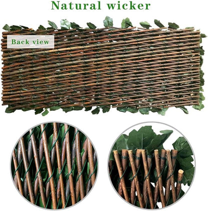 BYBAG Expandable Faux Ivy Fence Privacy Screen for Patio Outdoor Balcony Bedroom Decor,Artificial Dark Green Maple Leaves Wall Decoration Fencing Panel(Single Sided Leaves)