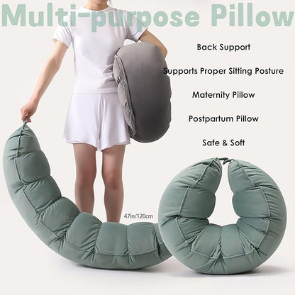 Peallow(Pat. Pend) – Long Round Body Pillow for Adults, Bolster Pillow for Sleeping, Soft and Supportive Pillow for Sleeping & Lumbar Support