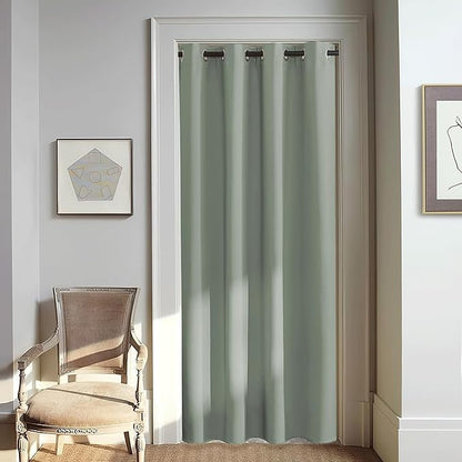 NICETOWN Blackout Sage Green Curtain for Windows 80 inch Long - Thermal Insulated Solid Grommet Room Darkening Drape Sound Reducing for Bedroom/Living Room (1 Panel, W46 x L80)
