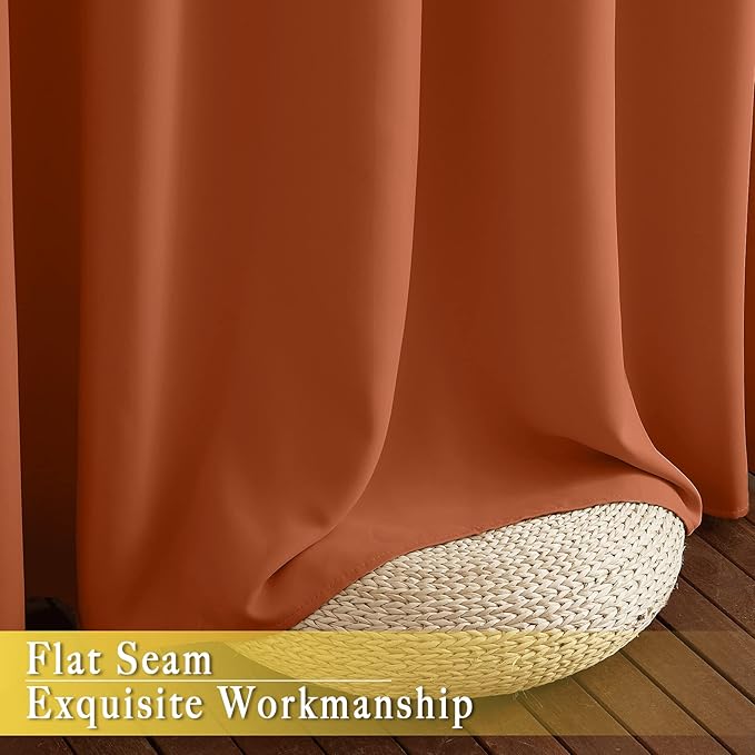 NICETOWN Blackout Burnt Orange Curtain 54 inches Long - Solid Grommet Sound & Light Reducing Room Darkening Window Treatment Thermal Drape for Girls Room/Nursery (1 Panel, W52 x L54)