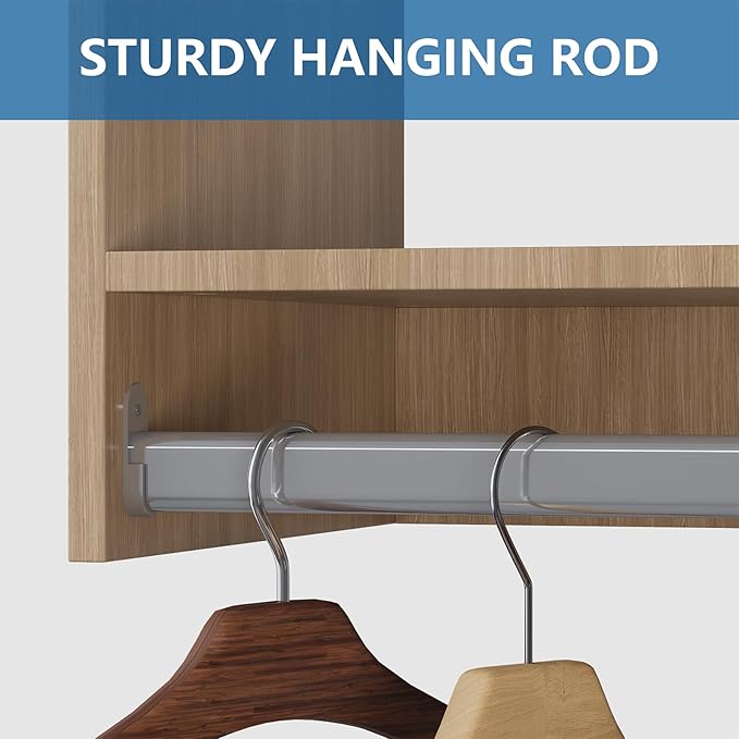 Tall Hanging Closet Unit, Modular Closet System, Wood Closet System Organizer with Storage for Walk In Closets, Clothing Rack Wardrobe Closet for Hanging Clothes, Bedroom, Wood, 25.5"W
