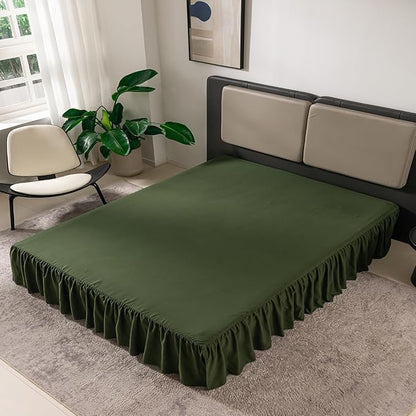 TSUTOMI Green Bed Skirt Twin Size Ruffled Bed Skirt with Split Corners, Twin Bed Skirt 18 Inch Drop,Twin Size Bed Skirt Green for Ruffled Bed Skirt with Split Corners, Bed Skirt Twin Size