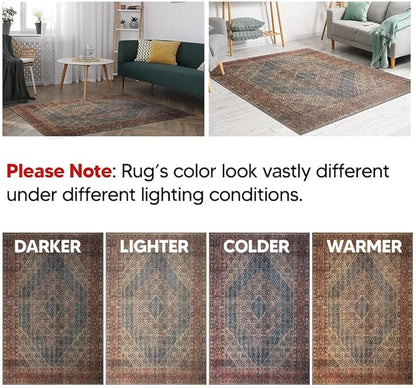 Keen Home Design 3x5 Rug - Machine Washable Entry Rug with Non-Slip Backing, Ideal for Enteryway, Kitchen, Bathroom, Laundry Room - Vintage, Easy Clean, Durable, Low Pile Rug - (3' x 5')