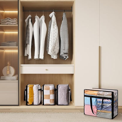 Lifewit 12 Pack Clear Clothes Storage Bags, 40L Plastic Blanket Storage Bag, Vinyl Foldable Moving Bags with Zipper, Closet Organizers and Storage Containers for Bedding, Duvet, Comforter
