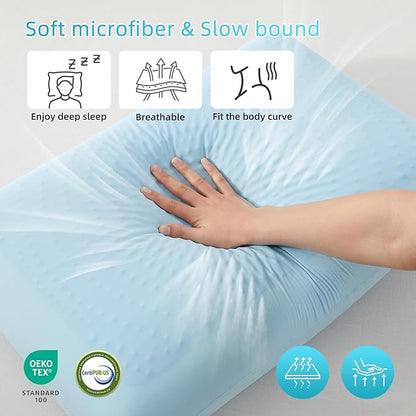 SAPHREAS Cooling Gel Memory Foam Pillow for Side, Back and Stomach Sleepers, Standard Size Cool Bed Pillow for Sleeping, Removable & Machine Washable, Blue