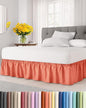Wrap Around Dust Ruffle Bed Skirt - Coral - for Full Size Beds with 12 Inch Drop - Easy Fit Elastic Strap - Adjustable Pleated Bedskirt w/Brushed Fabric - Wrinkle Free - for Women, Men, Kids & Teens