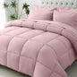 JOLLYVOGUE King Comforter Set, Ultra-Soft Bed in a Bag King Size 7 Pieces, Oeko-TEX Certified Bedding Set with Down Alternative Comforter, Sheets, Pillowcases & Shams, Camio Pink
