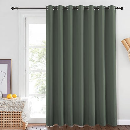 NICETOWN Blackout Sliding Door Curtains 84 inch Length - Grommet Thermal Curtain Room Darkening Sound Reducing Drape for Bedroom/Living Room (Dark Mallard, 1 Panel, W100 x L84)