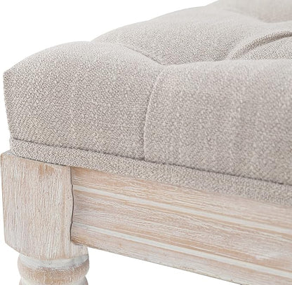 Kmax Storage Entryway Bench Tufted Shoe Rack Bench Wood Window Bench for Hallway Entrance Bedroom Corner, Beige