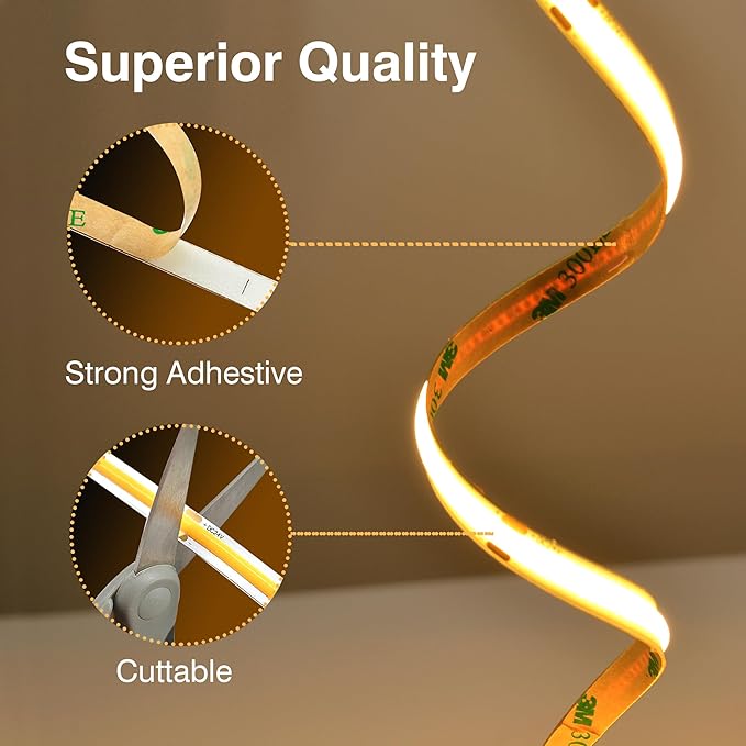 COB LED Strip Lights Natural White,24V Dimmable led Light Strip KIT with Remote and app Control,4000K 25FT/7.5m 8mmwide Ra>90 Cuttable Flexible Strip Lights for Bedroom,Wardrobe,Cabinet