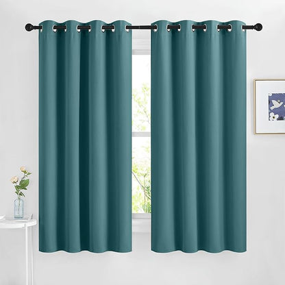 NICETOWN Blackout Curtains 63 inches Long, Grommet Window Treatment Energy Saving Thermal Drapes Room Darkening for Living Room/Bedroom, 2 Panels, W46 x L63, Sea Teal