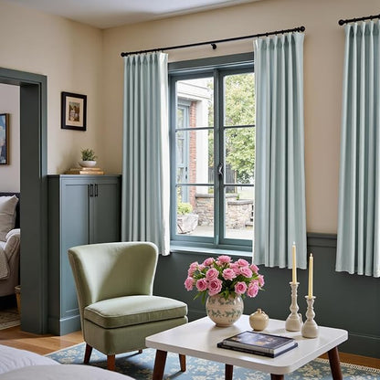Lazzzy Velvet Blackout Curtains Thermal Insulated Room Window Drapes Super Soft Luxury Curtains for Living Room Bedroom Rod Pocket 2 Panels, Misty Blue, 52" W x 72" L