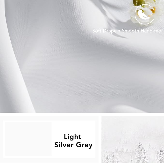 Deconovo Blackout Curtains, Thermal Insulated, W42 x L45 2 Panels, Back Tab, Machine Washable, Room-Darkening Drapes for Bedroom/Living Room Star White