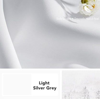 Deconovo Blackout Curtains, Thermal Insulated, W42 x L45 2 Panels, Back Tab, Machine Washable, Room-Darkening Drapes for Bedroom/Living Room Star White
