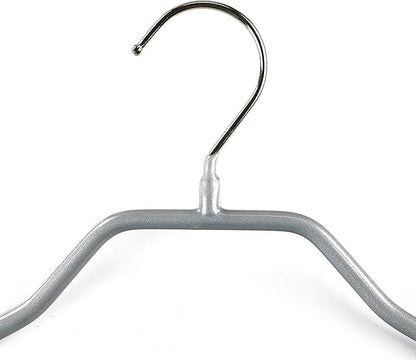 Mawa by Reston Lloyd BodyForm Series Non-Slip Space-Saving Clothes Hanger For Jackets, Suits & Coats, 16-1/2", Style 42/L, Set of 5, Silver