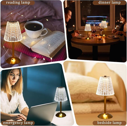 Liliful 4 Pcs Cordless Table Lamp Rechargeable Touch LED Small Gold Portable Battery Operated USB-c Desk Lamp 3 Color Dimmable for Bedroom Living Room Dining (Gold,Classic Style)