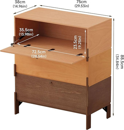 Stackable 3 Drawers Dresser, Customizable Chest of Drawers for Bedroom, Living Room, Hallway, Entryway, Mid-Century Style Furnitures Cabinet, 30 inch Width Tri-Color Comb (1 pcs)