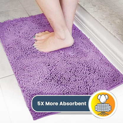 Muddy Mat® | Super Absorbent Door Mat Indoor, Microfiber Quick Dry Chenille Entryway Rug, Non-Slip Front Door Mat, Indoor Mats for Entryway, Machine Washable Pet Rug, Purple 24" x 120"
