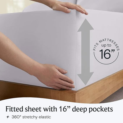 LuxClub 3 PC Twin Sheet Set, Deep Pockets Wrinkle Free Cooling Bed Sheets Hotel Bedding for Women, Men, Kids & Teens, Includes 1 Fitted Sheet, 1 Flat Sheet and 1 Pillowcase-Silky Soft Dove Gray