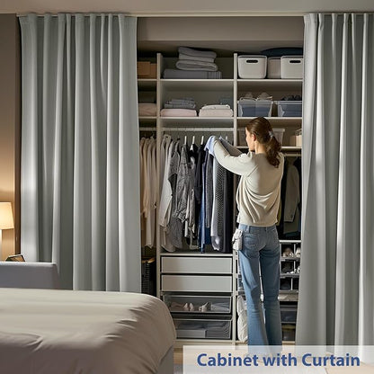 Room Divider Ceiling Mounted Curtains Track Sets Extra Wide Blackout Curtain Flexible Tracks for Bedroom Privacy Partition Separator, 1 Panel Light Grey Drape and White Rail, W10 x H8ft